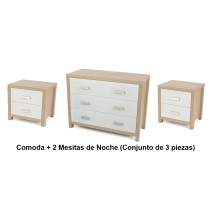 Conjunto de Comoda + 2 Mesillas de Noche - Pack de 3 Piezas