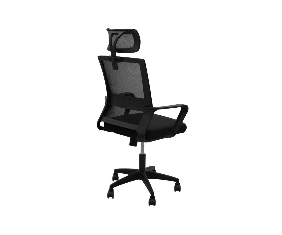 Silla de Oficina Giratoria,Ergonómica con Malla, Asiento 55 cm, Apoyabrazos en Color Negro