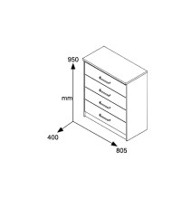 Cómoda de 4 Cajones, Color Castillo - Toro, 80x40x95 cm, Organizador Versátil para Dormitorio