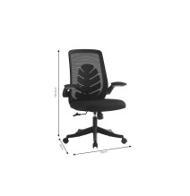 Silla de Oficina Ergonómica con Malla de Tela Negra, Reposabrazos y Gran Resistencia - 100/90x52x50 cm, Comodidad y Durabilidad