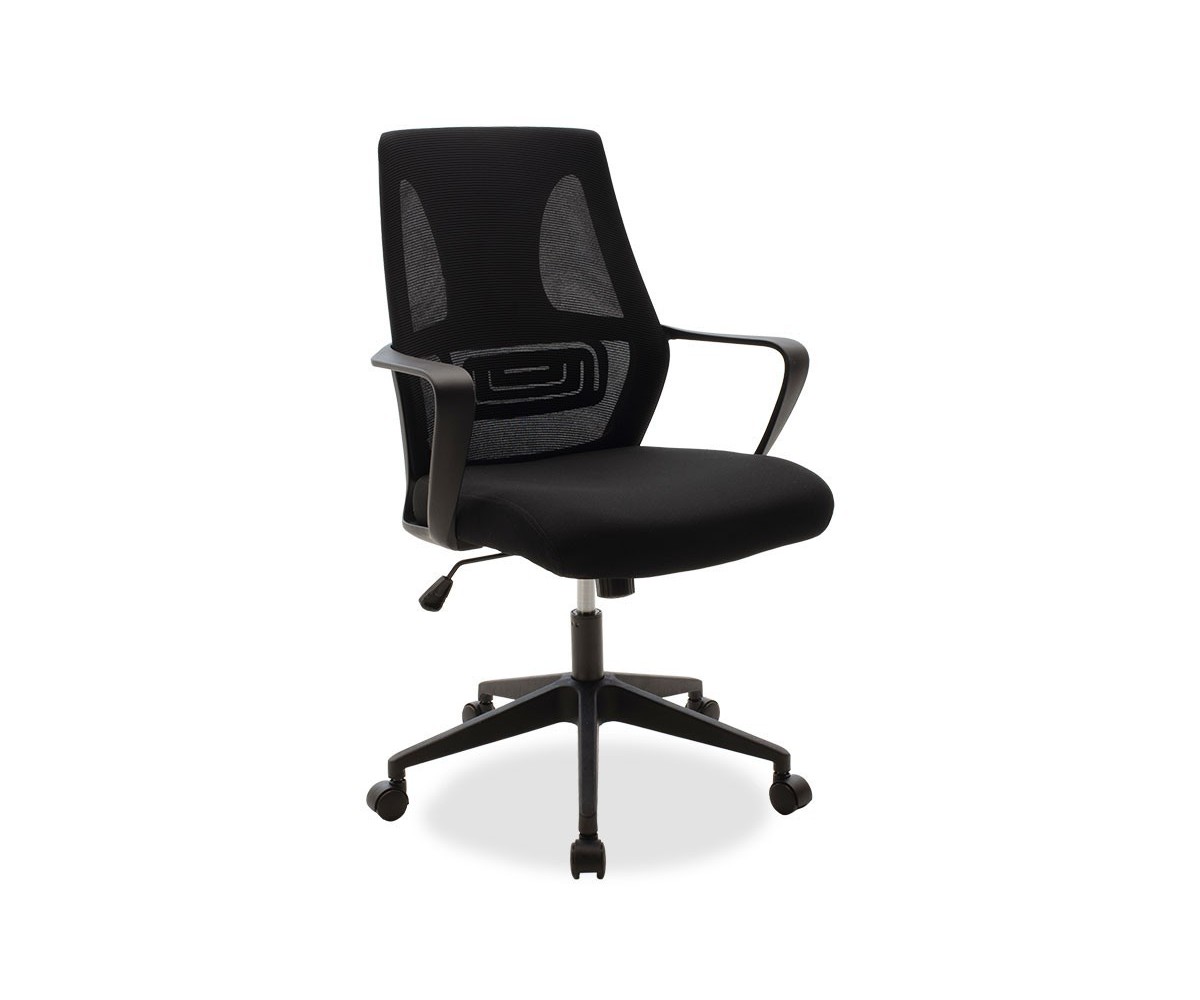 Silla de Oficina con Malla de Tela en Color Negro - 105/97x63x62 cm, Diseño Ergonómico con Buen Respaldo