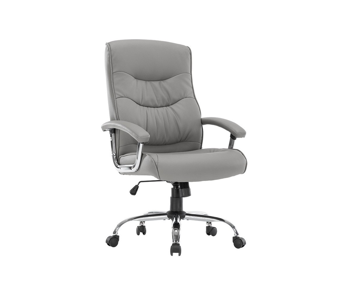 Silla de Oficina Estilo Manager en Piel Sintética Gris - 120/110x74x65 cm, Elegancia y Comodidad