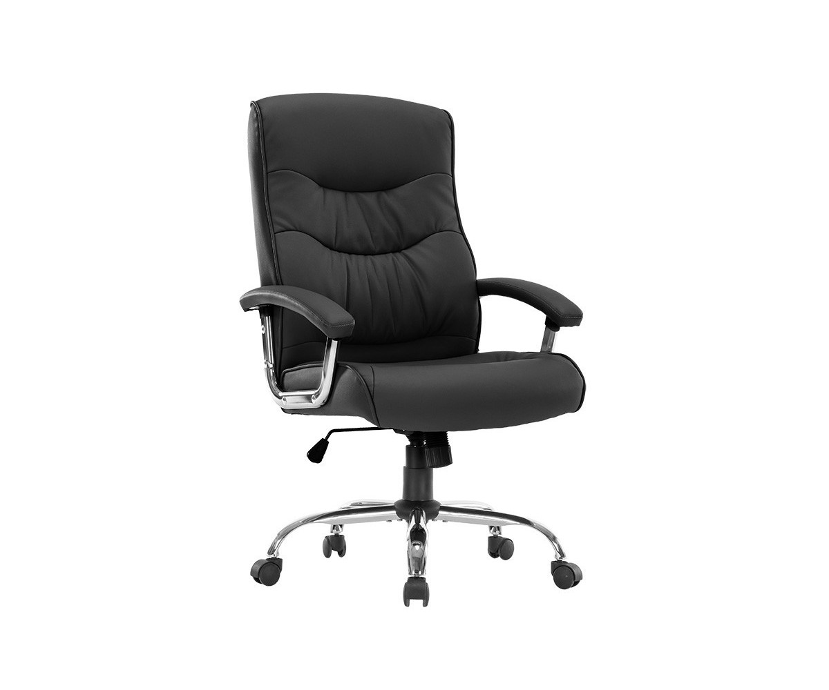 Silla de Oficina Estilo Manager en Piel Sintética Negra - 120/110x74x65 cm, Elegancia y Comodidad