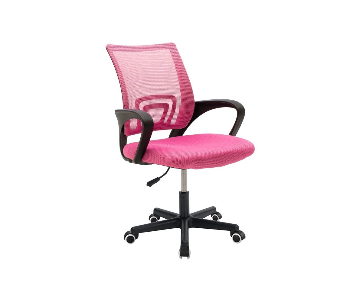 Silla de Oficina Ergonómica de Malla de Tela Rosa con Reposabrazos - 56x47x85-95 cm, Confort y Estilo