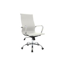 Sillón de Dirección en Piel Sintética Blanca, Silla de oficina - 55,5x58x108 cm.