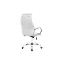 Sillón de Dirección en Piel Sintética Blanco - 125/117 x 64 x 60 cm - Patas Metálicas.