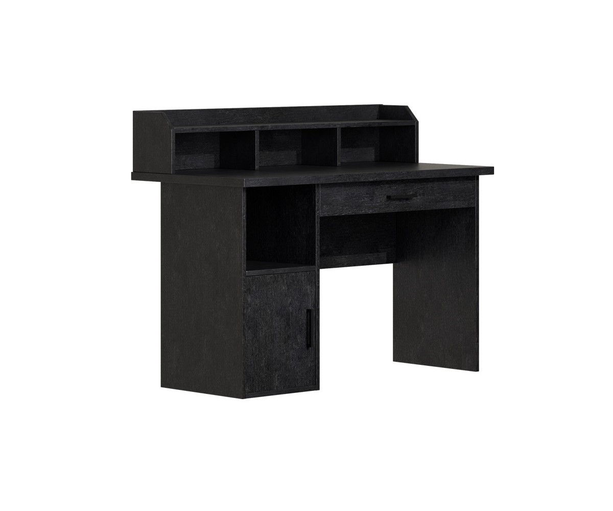 Mesa de Trabajo Color Negro en MDF, 120x60x95.5cm - 2 Cajones y Estantes para Organización Eficiente