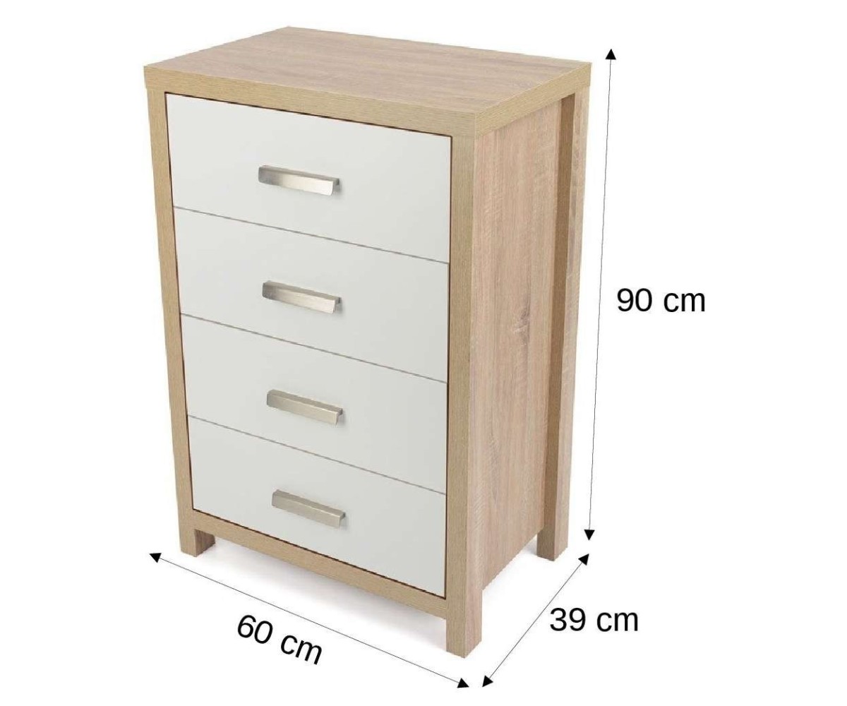 Sinfonier Dormitorio 4 Cajones Cambria Blanco 90cm - ¡Orden Perfecto!