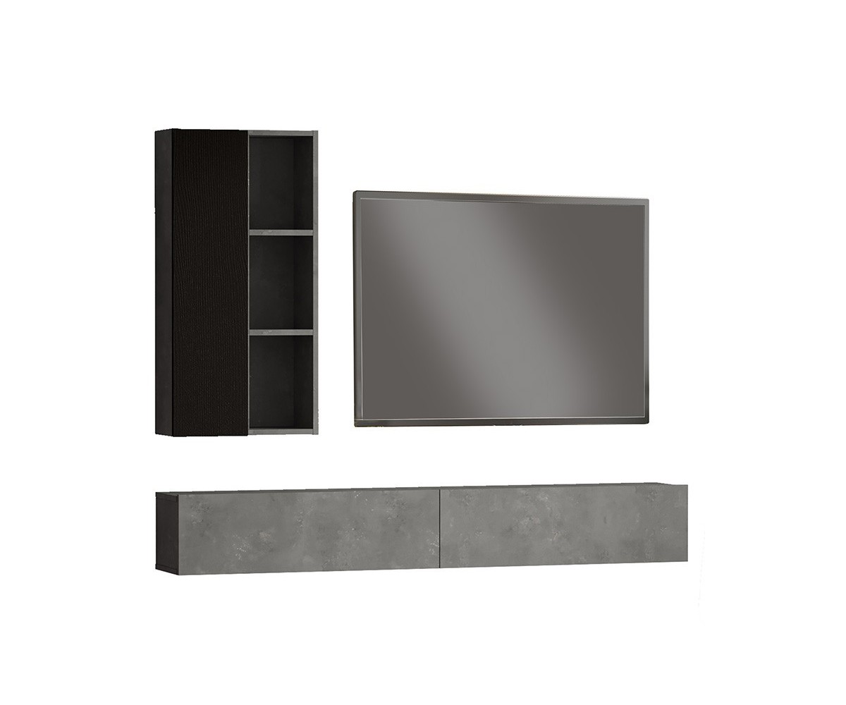 Mueble TV de pared moderno color negro antracita 174,5x27x145cm